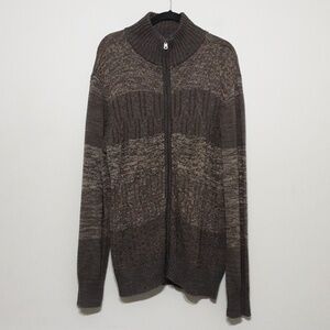 BkE cardigan knit sweater zip up men L grandpa brown Y2K black academia casual